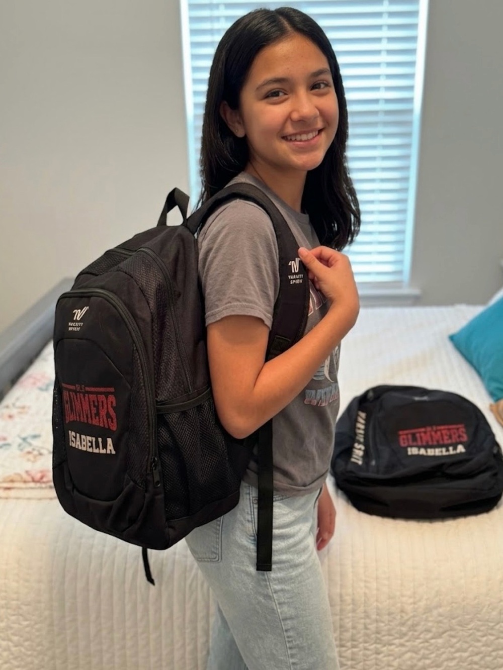 Varsity Spirit Cheer / Dance Backpack - Black & Red Glitter (Personalized }